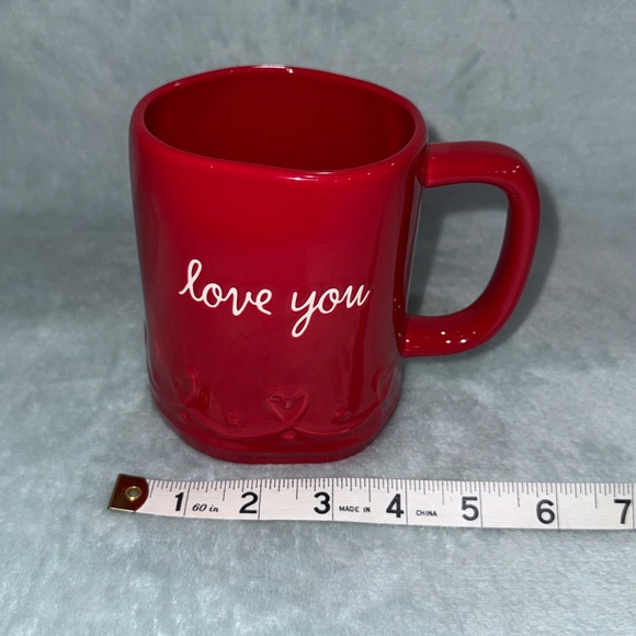 Rae Dunn Red Ceramic Mug with love you on mug - Picture 5 of 8